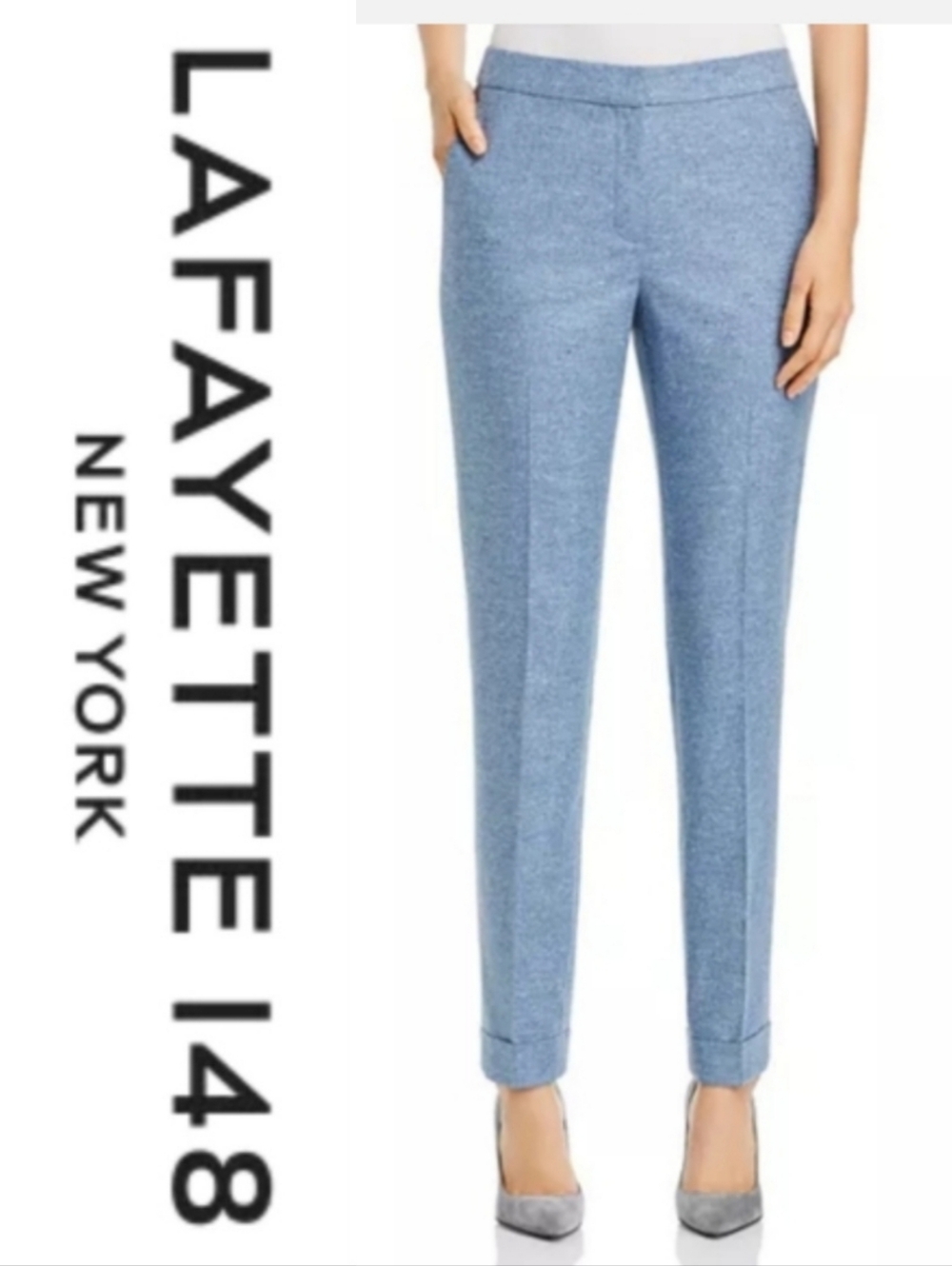 Lafayette 148 New York Distinctive Donegal Clinton Wool Blend Tweed Cuffed Pants